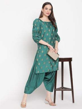 Coral Green Banarasi Afghani Salwar